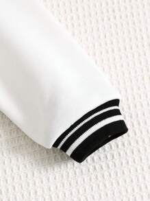 Baby/Toddler Unisex Casual Comfortable Varsity Contrast Sleeve Baseball Jacket,In Fall/Winter - Black and White - View 6