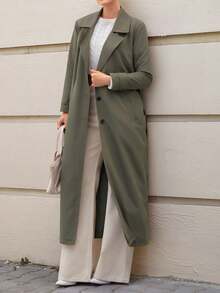 CLARA VERO 女式卡其绿色系带休闲风衣 - 軍綠色 - 查看 6