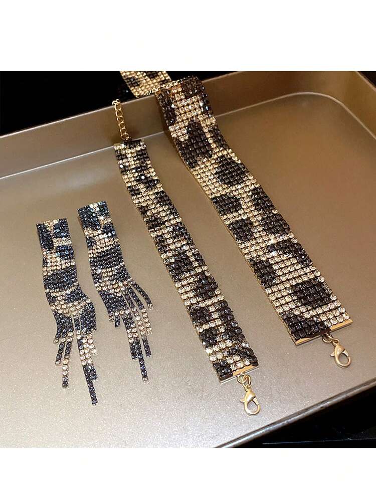 1 Yard Självhäftande Kristall Strassband, Strassremsor, DIY Diamant Bling Band Klistermärken Strass Tejp Rulle För Hantverk Telefon Bildekorationer - leopardtryck - Visa 7
