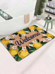 SHEIN 1 件柠檬迎宾门垫，19.7x31.5 英寸/50x80 厘米，超强吸水硅藻泥浴垫，防滑速干地毯，适用于客厅、卧室、浴室、厨房、阳台、露台、洗衣房、房车、入口通道、创意脚垫家居装饰、情人节礼物