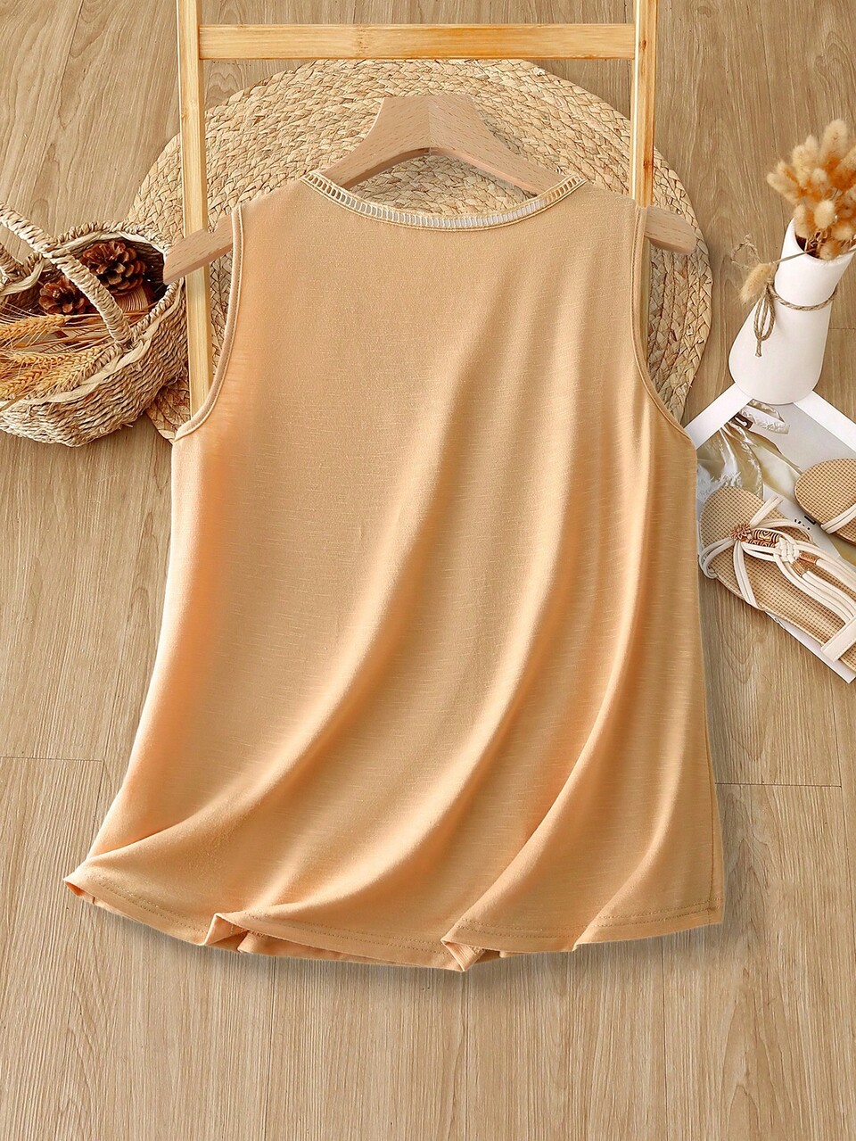 Women's Vacation Casual Flower Embroidered Tank Top Casual Plaid Ruffle Short Sleeve Loose Top, Summer Country