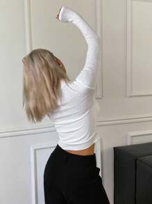 DAZY Women's Stand Collar Long Sleeve Casual T-Shirt, Sexy Street Style,Fall Women Clothes