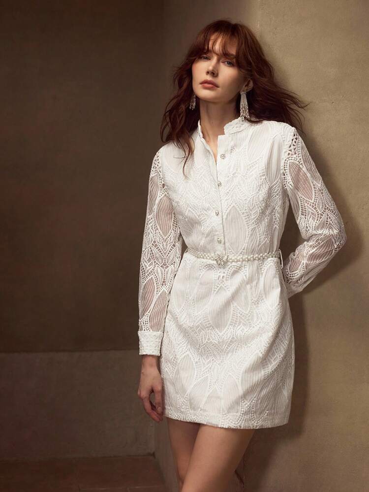 SHEER LONG SLEEVE TULIP FLORAL PRINT DRESS