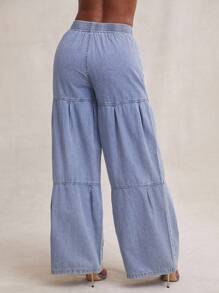 NYA SZN Damen Jeans mit weitem Bein und hoher Taille, ideal für Strand, Alltag, Urlaub, Party, Brunch, elegant, Club, Ausgehen, sexy, Konzert, Nationalreise, Musikfestival, Sommer, Pastellfarben - Helle Waschung - Übersicht 2
