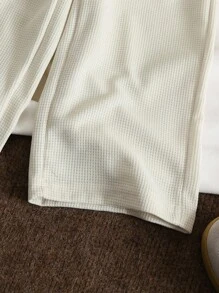 Young Boy Solid Color Elastic Waist Loose Wide-Leg Casual Pants - Apricot - View 6