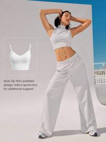 GLOWMODE Top de tirantes sin espalda con cuello alto de encaje, elástico, reflectante y transpirable, de nailon, para baile, yoga, pilates, barre y uso diario casual, de bajo impacto - Gris Claro - Ver 7