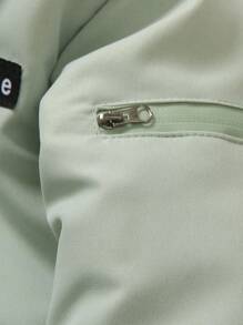 SHEIN 1 件装年轻男孩休闲保暖连帽加厚外套，带口袋，适合秋冬季 - 綠色 - 查看 5