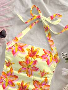 Soleia 女式花卉印花露背度假休闲上衣 - 彩色 - 查看 3