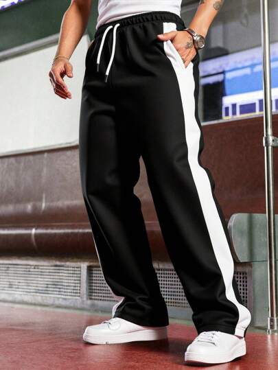 SHEIN Cottnline Men Color Block Casual Regular Sweatpants