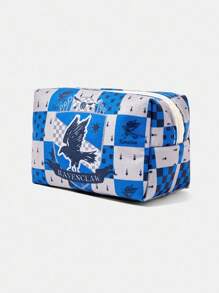 HARRY POTTER X SHEIN 1 件鹰图案绗缝化妆包，带拉链的便携式化妆收纳袋，多功能收纳包，轻便旅行包，男女适用