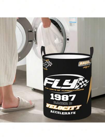 Goth 1 pieza Cesto plegable y de moda con estilo de carreras, cesto para ropa sucia, adecuado para almacenamiento en el hogar, como cesto de ropa y para empacar en viajes al aire libre. Un artículo esencial para el hogar, decoración del hogar