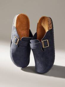 Solecia Dép đế dày thời trang nữ mũi tròn và khóa vuông, giày nữ phù hợp - màu đen - Xem 6