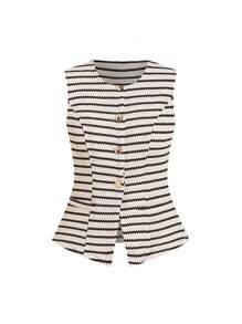 Ellevyn Casual Striped Sleeveless Crop Top For Summer,Back To School Fall Women Blouse,Going Out Tops Women Summer Work