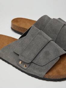 SHUZIA Men's Comfortable Arch Support Adjustable Strap Cork Footbed Sandals - Dark Grey - View 4