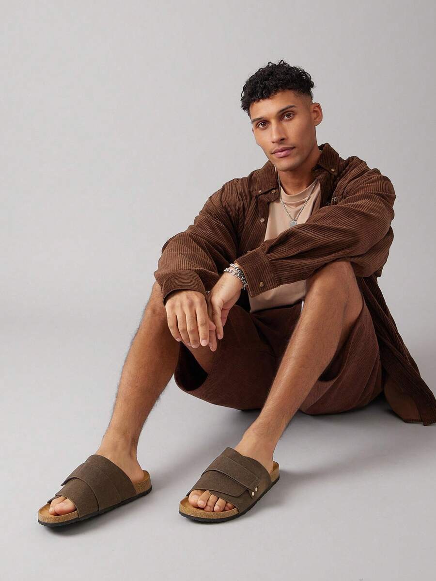 SHUZIA Men's Comfortable Arch Support Adjustable Strap Cork Footbed Sandals - Olive Green - View 1