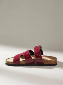 Solecia نعال كاجوال سيدات بمنصة سميكة والقابلة للتعديل بواسطة إبزيم - الأحمر - مشاهدة 3