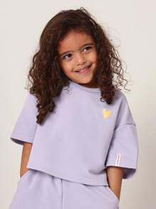 SUMWON Self Love Crew Co-Ord Set Two Piece Outfit Kids Leisure Wear Matching Top And Shorts Wear Athleisure Spring Summer Active - Mauve Purple - View 3