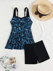 Swim Lushoire Women's Fashion Print Tankini Bikini Swimwear Set For Summer Beach Vacation - Blue - View 7