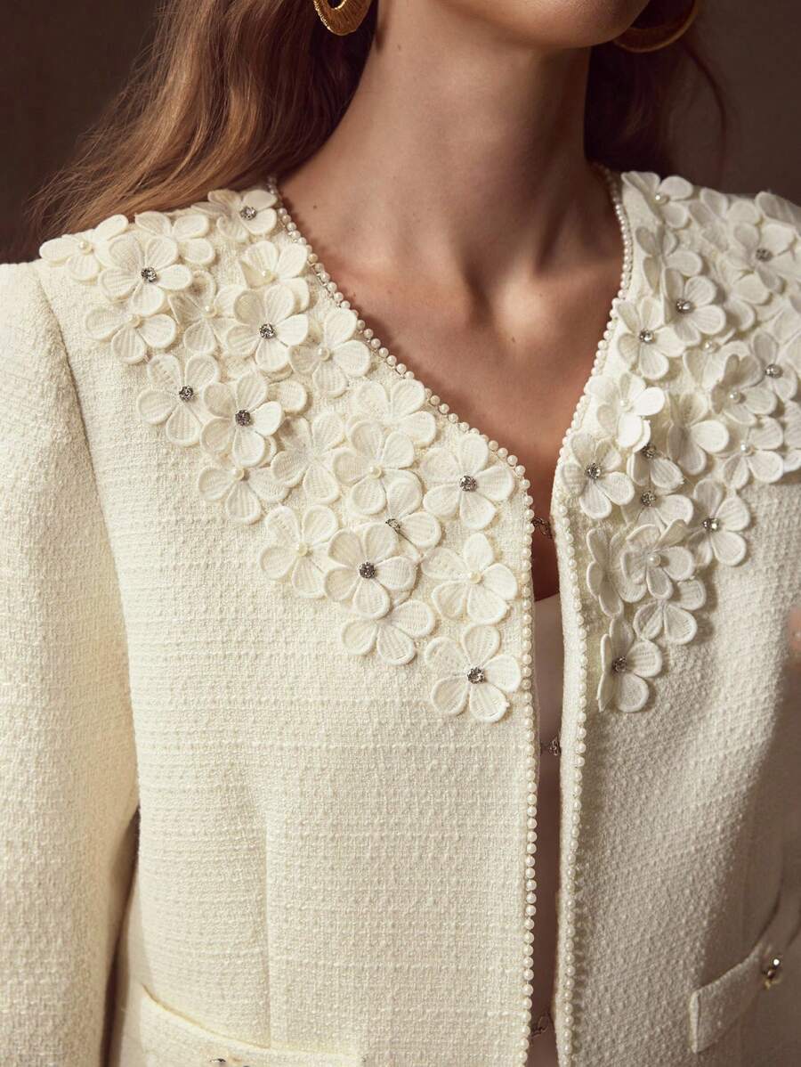 MOTF PREMIUM 人造珍珠饰边贴花大衣