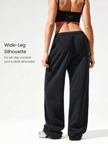 GLOWMODE Everyday Terry Two-Way Wear Adjustable Drawstring Waist Leg Cord Wide Leg Jogger Sweatpants With Side Pockets Daily Casual Wear