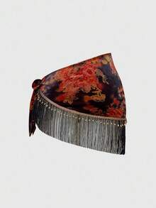 ROMWE Hippie Bộ váy midi và áo dài nhung đính hạt họa tiết Paisley cổ điển cỡ lớn cho nữ - Nhiều màu - Xem 2