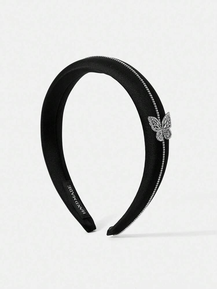 BLACK SIDE CRYSTAL BUTTERFLY SPONGE HAIR HOOP