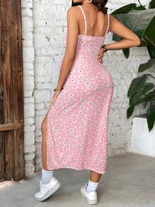 SHEIN 孕妇碎花开衩吊带连衣裙，适合夏季海滩度假