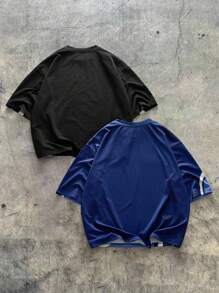 AXEPEAK Set de 2 camisetas de manga corta de cuello redondo de ajuste holgado con contraste de color para hombre - Multicolor - Ver 2