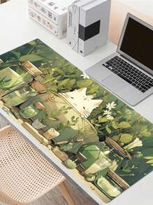 SHEIN 1 tấm lót chuột hình mèo cây xanh dễ thương hoạt hình cỡ lớn cho bàn làm việc Phụ kiện bàn làm việc văn phòng có viền khâu chống trượt XL Tấm lót chuột đế cao su 35,4x15,7 inch cho văn phòng tại nhà Quà tặng cho phụ nữ khi trở lại trường - mèo trắng - Xem 7