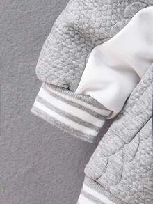 SHEIN Young Boy Letter Embroidered Varsity Jacket, Getaway, Holiday, Travel, Relax, Sunbathing, Summer Back To School Season Fall Winter - Multicolor - View 6