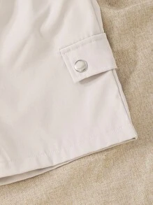 SHEIN Genkimix Kids 2pcs/Set Young Boy Contrast Color Cargo Pocket Short Sleeve T-Shirt And Shorts Casual Outfit - Grey - View 5