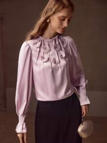 MOTF PREMIUM Applizierte geraffte Bluse