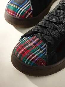 CUCCOO EASI 女士格纹拼接休闲百搭运动鞋