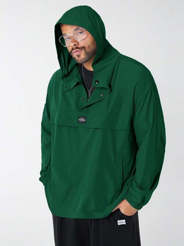 EASEVO Chaqueta holgada con capucha de media cremallera y hombros caídos para hombre talla grande, adecuada para las temporadas de primavera y otoño, uso diario