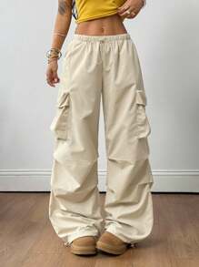 Coolane Damen Sommer Streetwear Boyfriend Athleisure Grunge Sportbekleidung Vintage Western Wear Y2K Niedrigtaille Fallschirm Armee weiße Cargohose