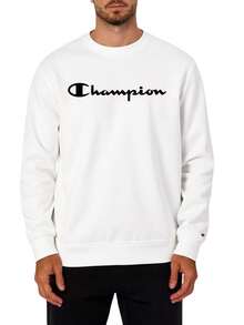 Champion Men's Letter Print Casual Loose Fit Crew Neck Long Sleeve Sweatshirt - White - View 1