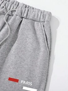 SHEIN Mirajuku Casual Loose Fit Sweatpants With Pockets, Printed Design, Suitable For Teen Boys, Daily Casual, Commuting, Sportswear Fall Winter - Grey - View 4