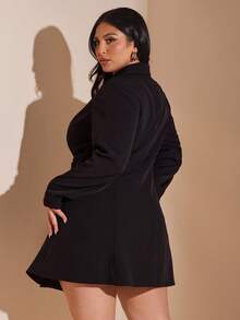 SHEIN BAE Plus Size Women Long Belted Suit Jacket, Black Elegant Blazer/ Plus Size Blazer Dress/ Blazer Dress Plus Size/ Plus Size Black Elegant Dress/Fall Clothes Plus Size/Back To School Clothes/Homecoming /Early Autumn/Winter Women Clothes/Long Sleeve Women Tops/Evening /Fall/Winter Clothes/Fall Wedding Guest Dress/Halloween/Christmas/Classy Elegant /Formal /Y2k/Party /Birthday /Going Out /Plus Size /Curve