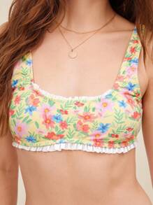 WESTFADE Áo bikini cổ tròn in hoa, thắt nơ, nhún bèo sau lưng, kỳ nghỉ hè trên bãi biển, phong cách boho miền Tây dễ thương dành cho nữ cao bồi - Nhiều màu - Xem 4