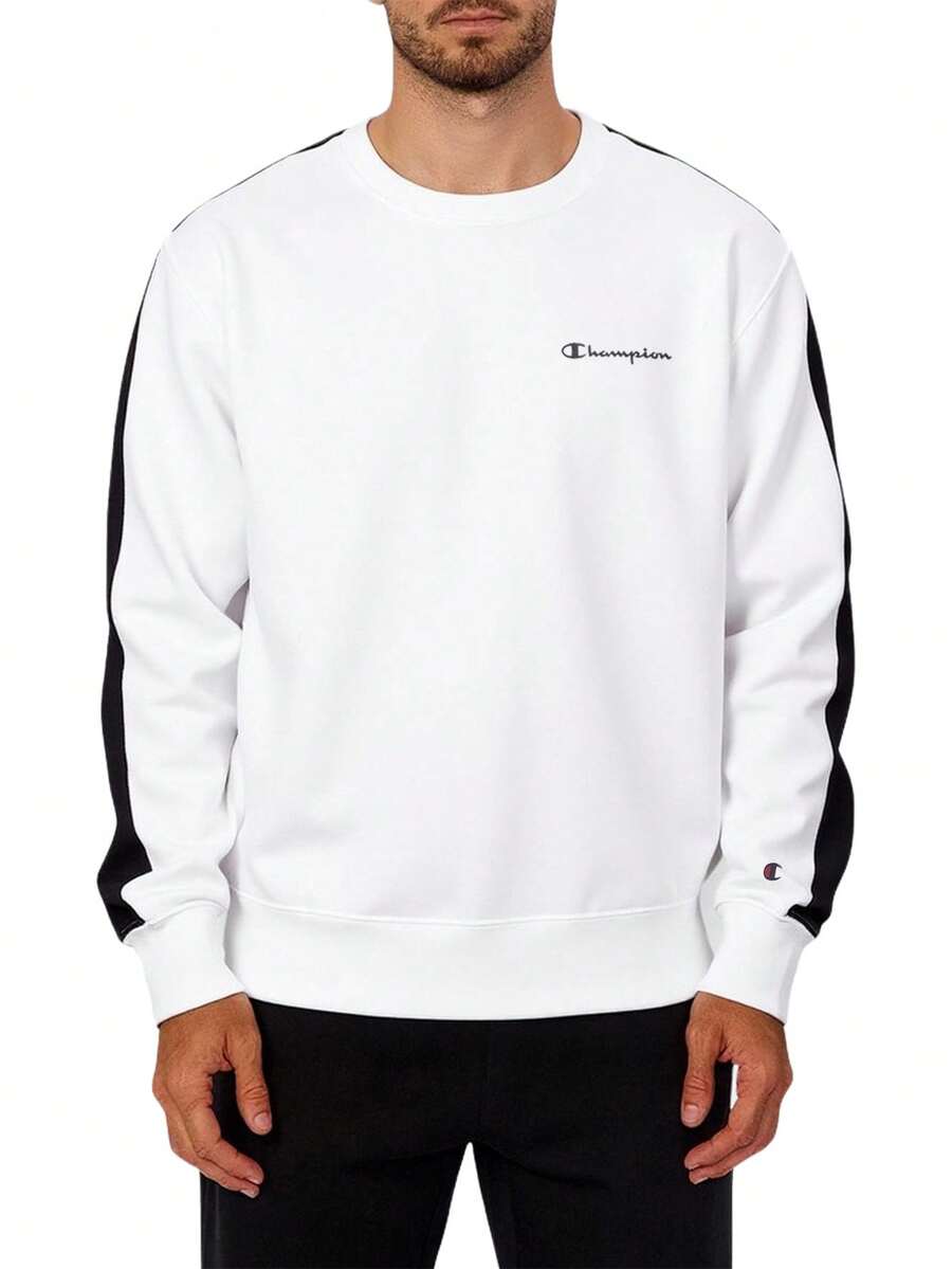 Champion Áo nỉ cổ tròn màu tương phản đa năng thường ngày cho nam - Trắng và Đen - Xem 1