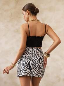 SHEIN LUNE 女士时尚斑马纹A字裙，适合通勤