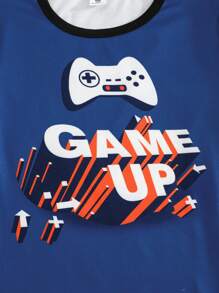 SHEIN 4 Pcs Tween Boy Casual Comfortable Letter Video Game, Colorful Car Print Short Sleeve T-Shirt And Shorts Set, Loungewear Snug Fit Tween Boy Pajama Shorts Sets Back To School Fashion - Multicolor - View 5