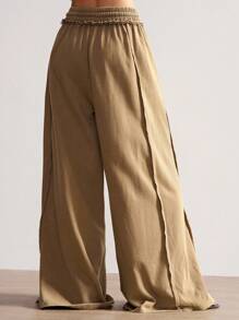 Bohemela 休闲针织雪洗纯色拼接宽松阔腿水洗女裤，秋季款