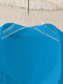 SHEIN Clasi Casual Solid Color Button Front T-Shirt, Versatile For Summer - Teal Blue - View 4