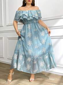 SHEIN Clasi Robe d'été à encolure carrée avec blocs de couleurs, tailles grandes. Robe élégante ajustée à la taille