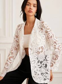 Aveloria Rosie Französischer Retro Spitze Ausschnitt Frauen Blazer