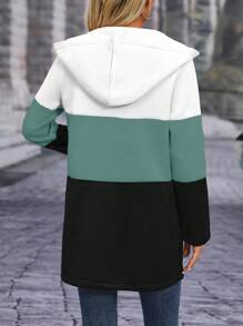 EMERY ROSE Veste à capuche blocs de couleurs pour femme