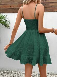 SHEIN Frenchy Váy cami đơn giản hàng ngày màu trơn dành cho nữ - màu xanh lá - Xem 2
