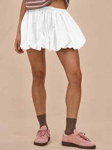 MUSERA Minifalda de burbujas con cintura con cordón, elegante, casual y linda para vacaciones de verano - Blanco - Ver 1