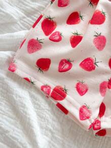 SHEIN 新生女婴可爱百搭粉色心形连体衣，夏季 - 彩色 - 查看 5